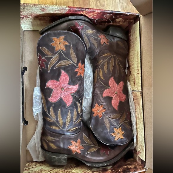 📌 NIB Never worn Gorgeous Rare Ol’ Gringo Leather inlaid Cowboy Boots - Picture 2 of 2